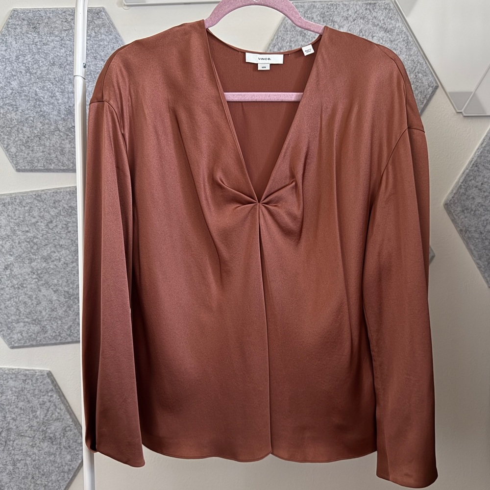 Vince Silk Blouse with Knot Detail